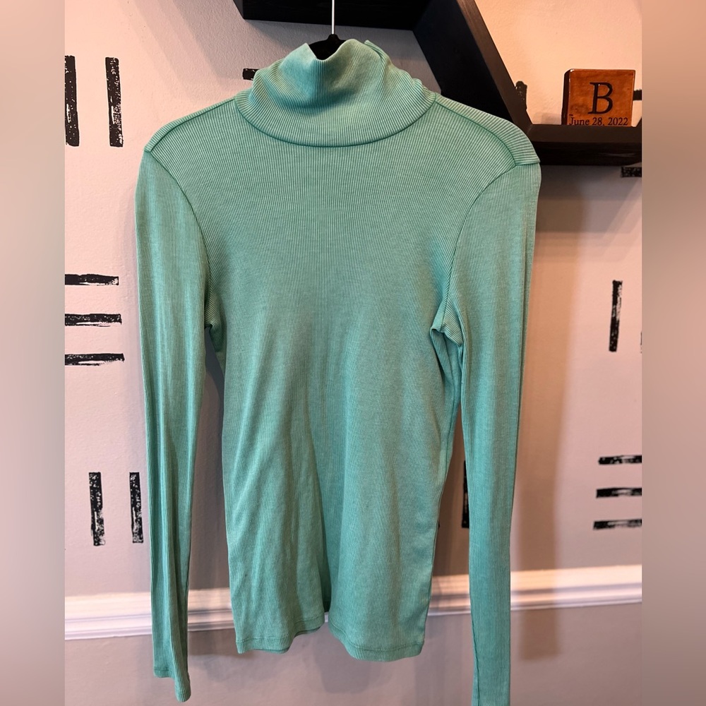Light Green Ribbed Turtleneck
